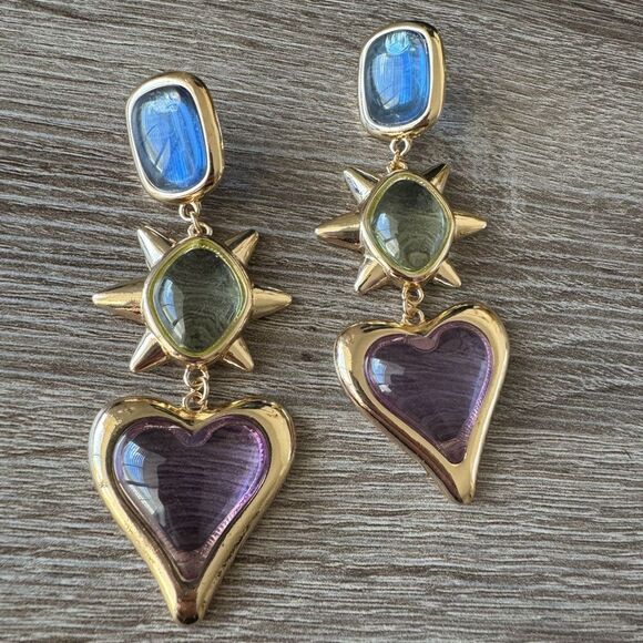 Purple Statement Earrings N909 - Picture 2 of 4